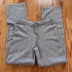 Saks Fifth Avenue 100% Cashmere Lounge Pants Gray Drawstring Straight Leg Small